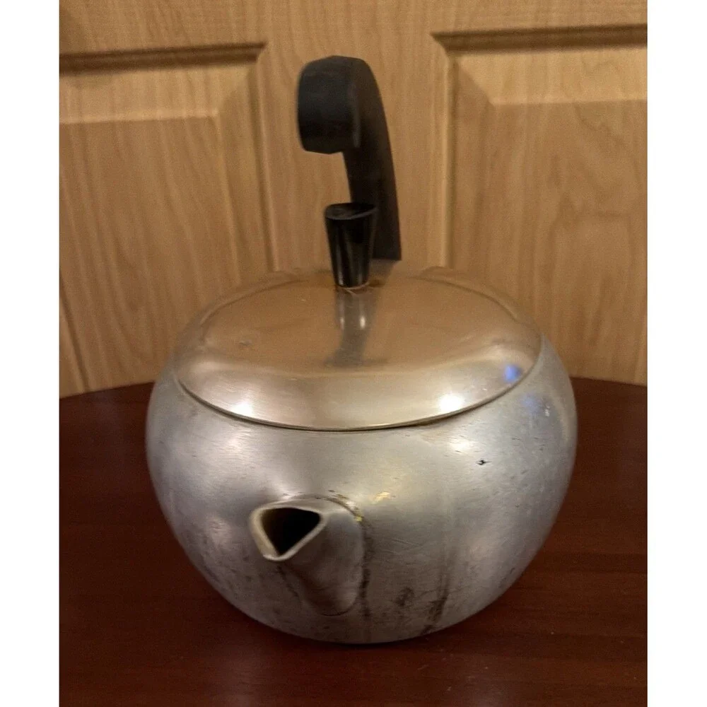 Vintage MCM Wear-Ever Tea Pot Kettle # 3062 1/2 Aluminum Copper Lid Hallite USA!